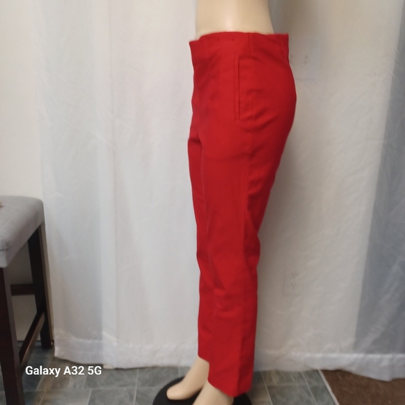 Rafaella Red Cropped Ankle Pants High-Waisted Size 10 - Picture 3 of 11